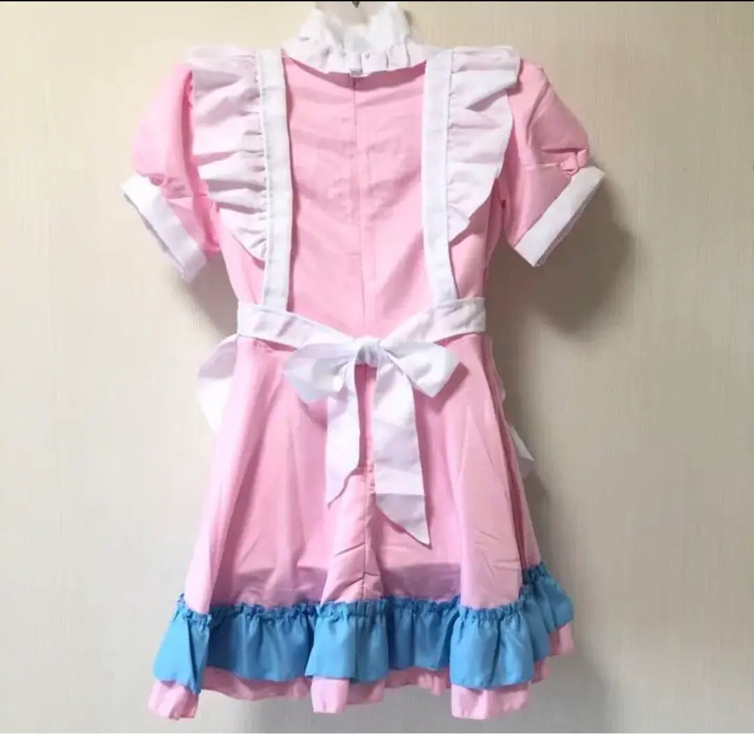 ♡ Ropa de sirvienta cosplay Halloween gato rosa cinta con volantes azules tipo producción en masa