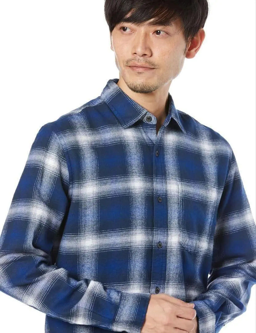 ⭐️New⭐️ Checked shirt M blue blue white long sleeve men's topwear