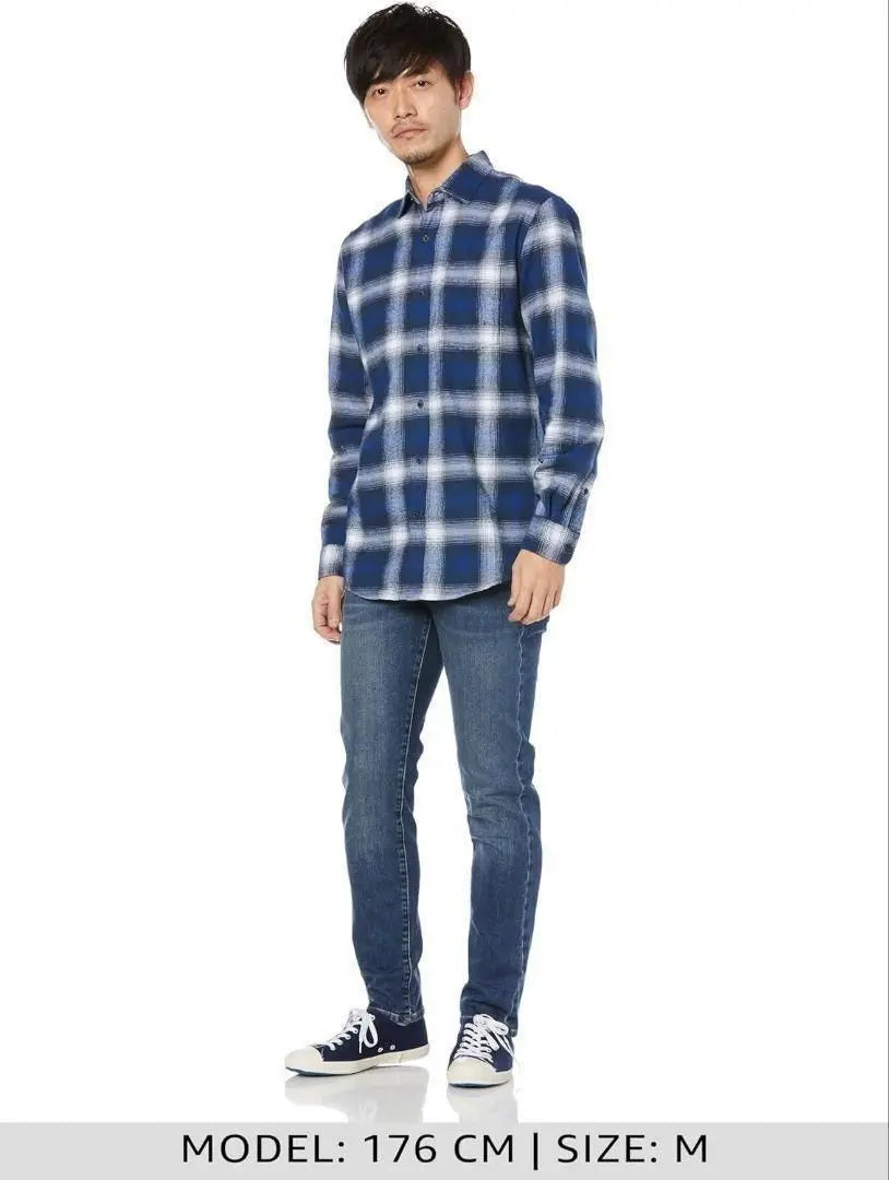 ⭐️New⭐️ Checked shirt M blue blue white long sleeve men's topwear