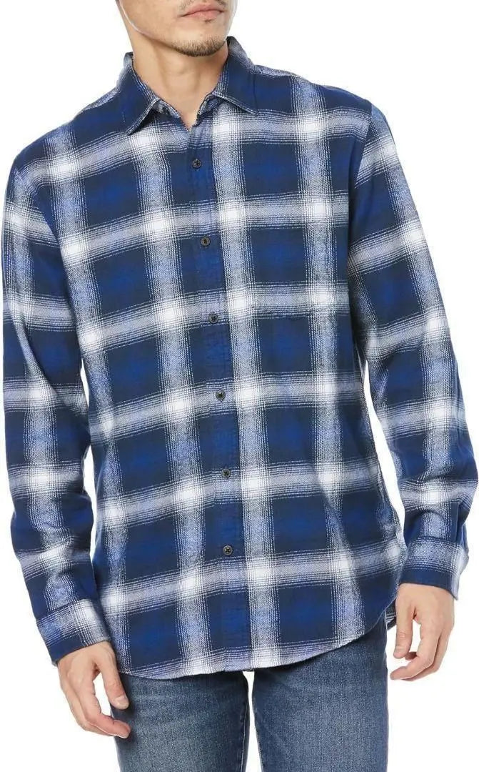 ⭐️New⭐️ Checked shirt M blue blue white long sleeve men's topwear