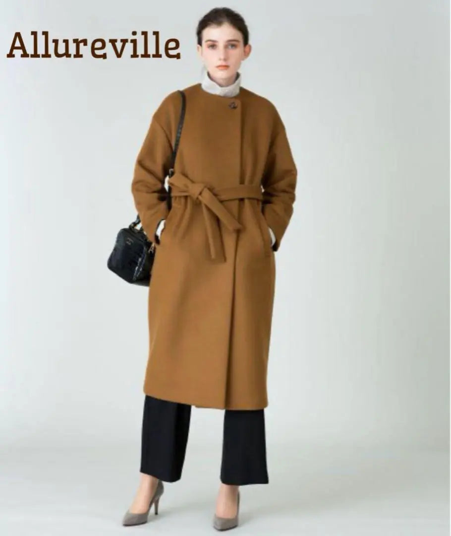 [Extremely beautiful] Allureville no collar long coat Belted M