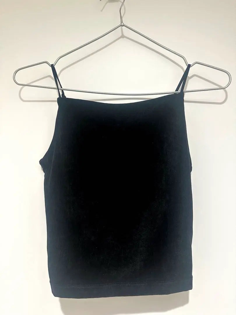 GU Black Velour Camisole Size S 271-352165 | GUブラック ベロアキャミソール Sサイズ 271-352165