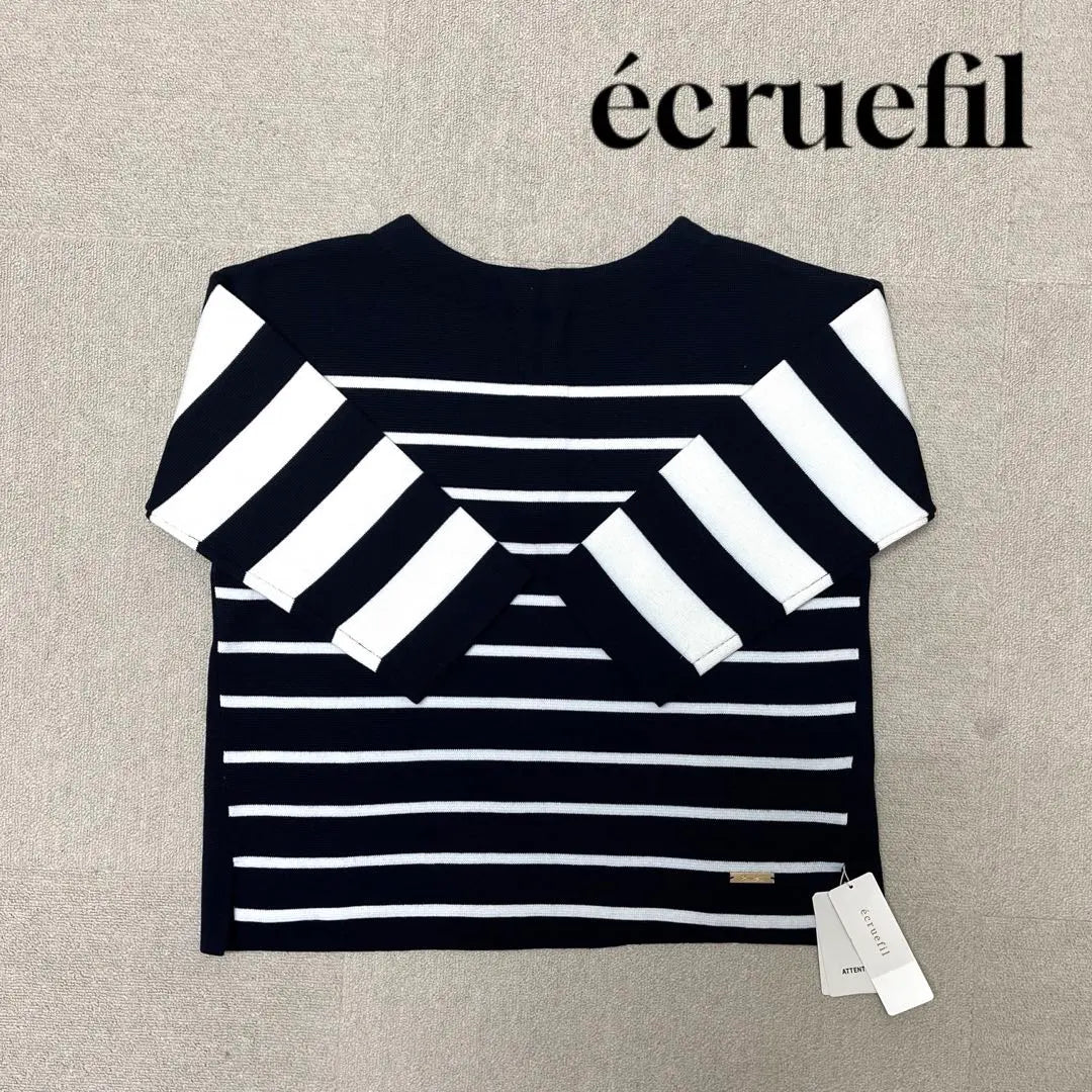 ★New★ ecruefil knit long sleeve striped women's navy