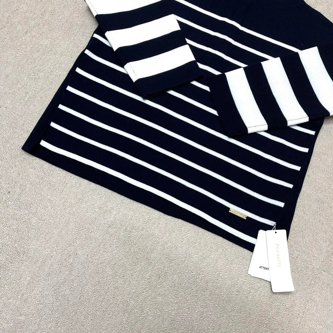 ★New★ ecruefil knit long sleeve striped women's navy