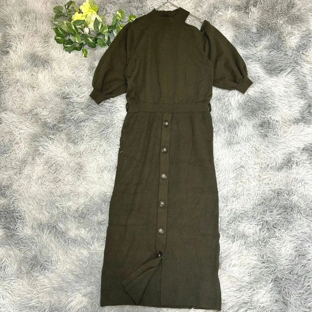 [MURUA] Knit dress short sleeve F size khaki