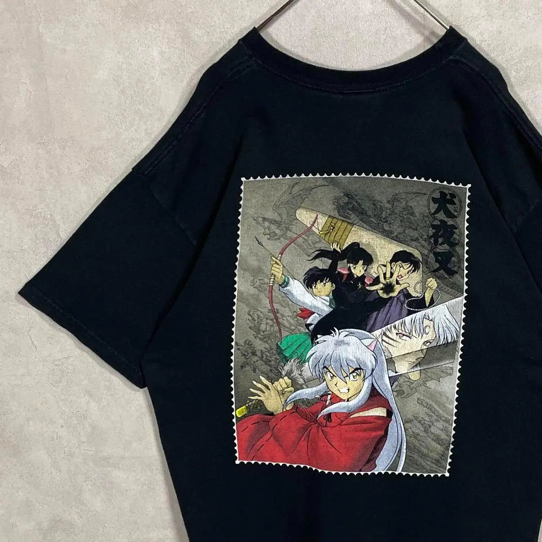 Vintage 00s Inuyasha Aimyon Wearing Short Sleeve Shirt Black Anime ③