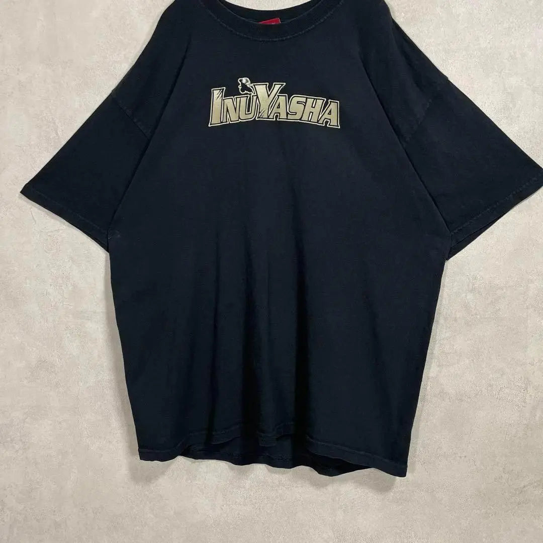 Vintage 00s Inuyasha Aimyon Wearing Short Sleeve Shirt Black Anime ③