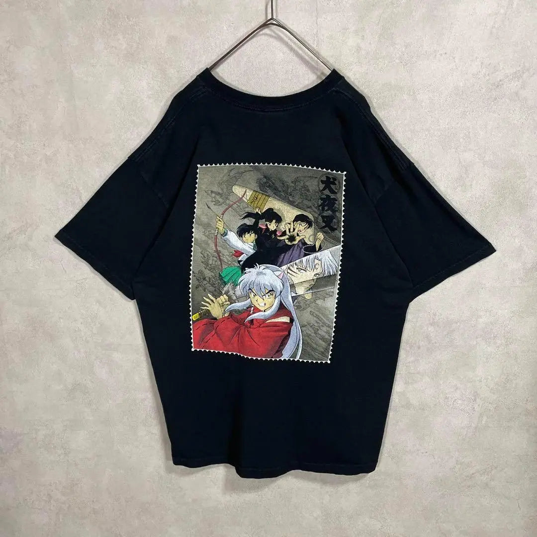 Vintage 00s Inuyasha Aimyon Wearing Short Sleeve Shirt Black Anime ③