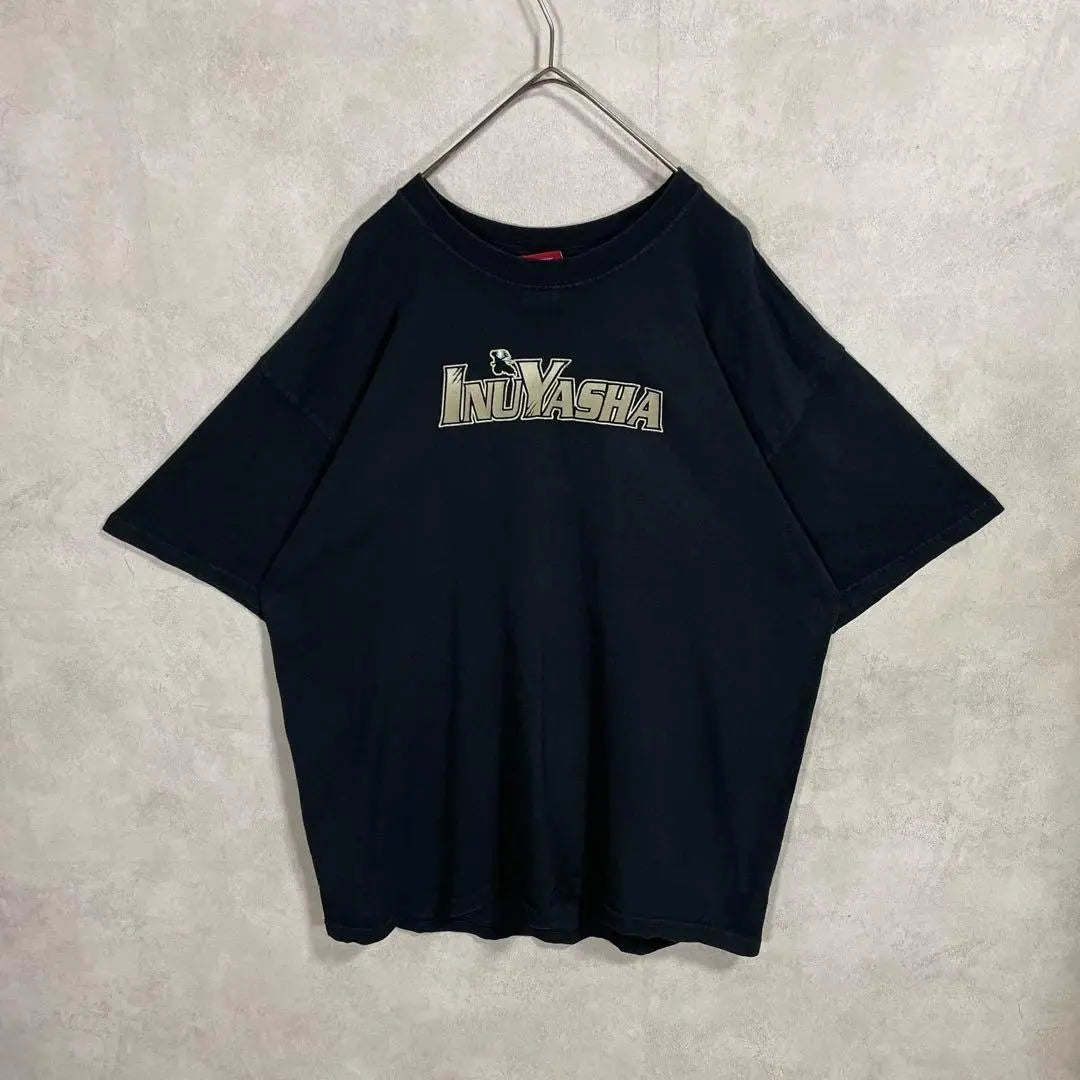 Vintage 00s Inuyasha Aimyon Wearing Short Sleeve Shirt Black Anime ③