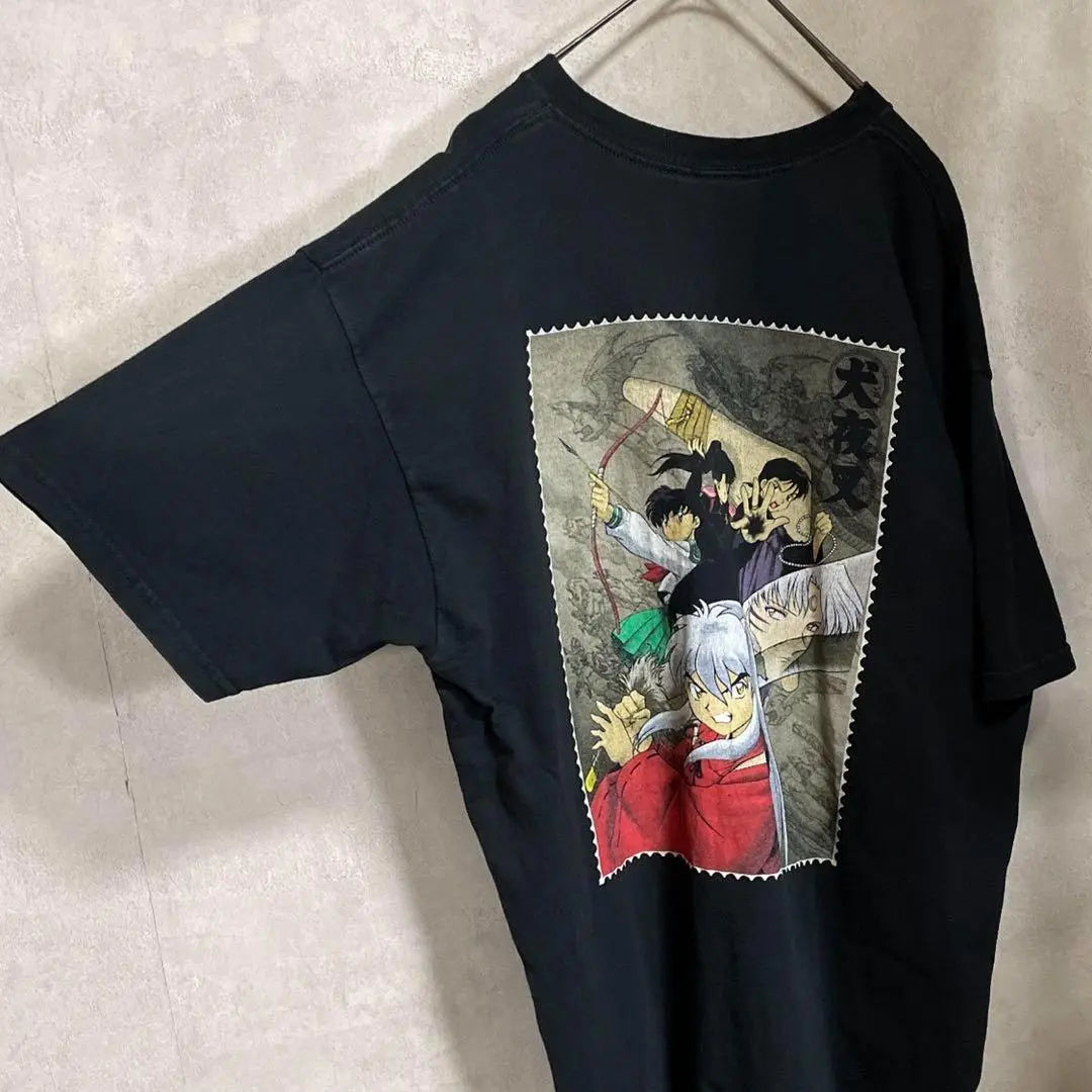 Vintage 00s Inuyasha Aimyon Wearing Short Sleeve Shirt Black Anime ③