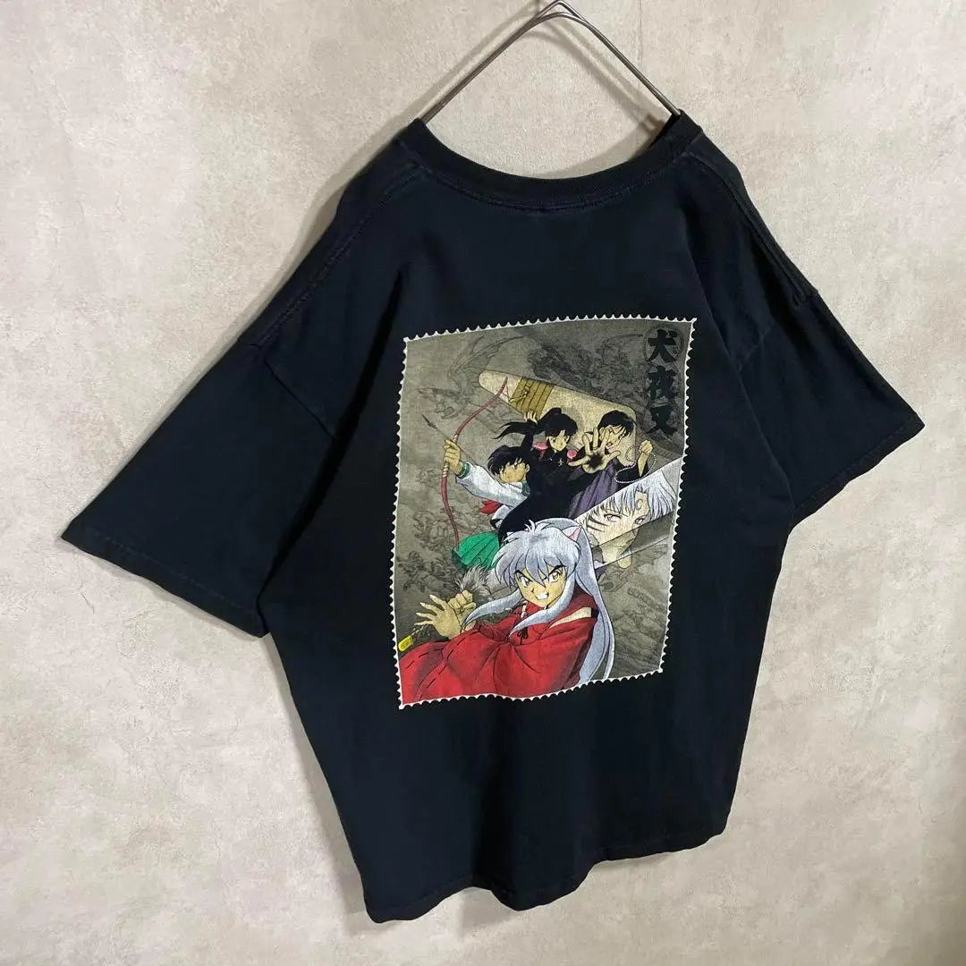 Vintage 00s Inuyasha Aimyon Wearing Short Sleeve Shirt Black Anime ③