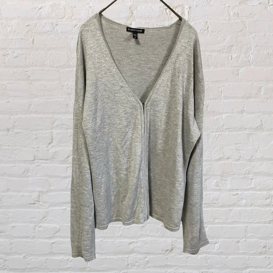 Irene Fisher♡ Silk blend long sleeve cardigan, gray, S, thin