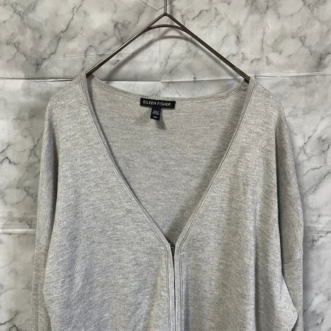 Irene Fisher♡ Silk blend long sleeve cardigan, gray, S, thin