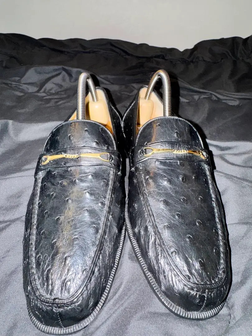 NIPMAR Ostrich Leather Loafers Black