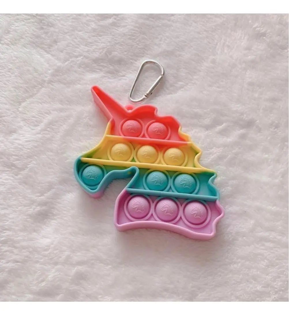 ✨Popular product✨ Rainbow color Unicorn and dinosaur pop-it (with carabiner)