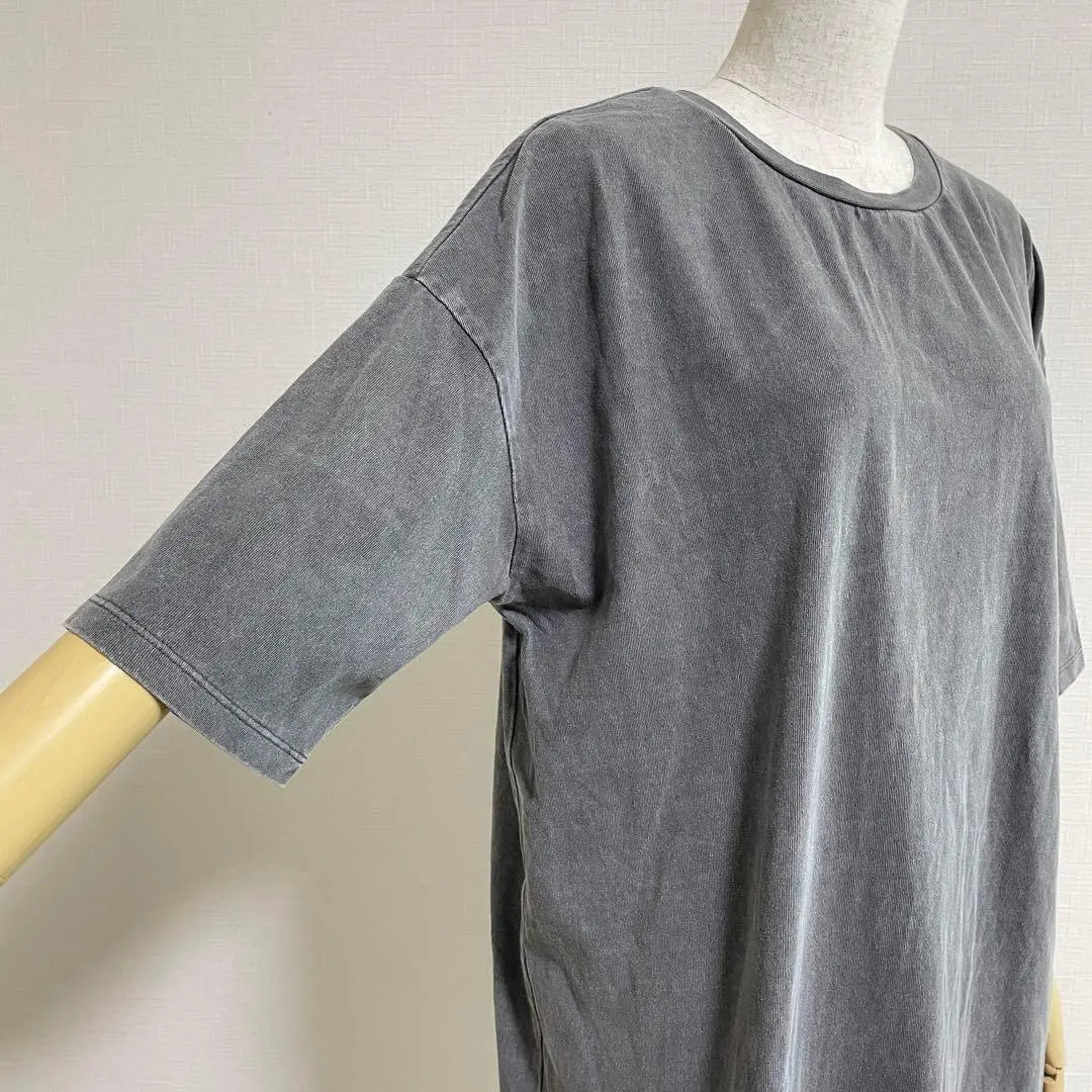 [Good condition] Simplicity E◎ Stone wash back slit short sleeve dress