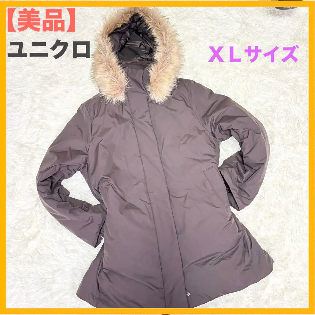 [Good condition] Uniqlo Hybrid Down Coat Dark Brown XL Size | 【美品】ユニクロ　 ハイブリッド　ダウン　コート ダークブラウン ＸＬサイズ