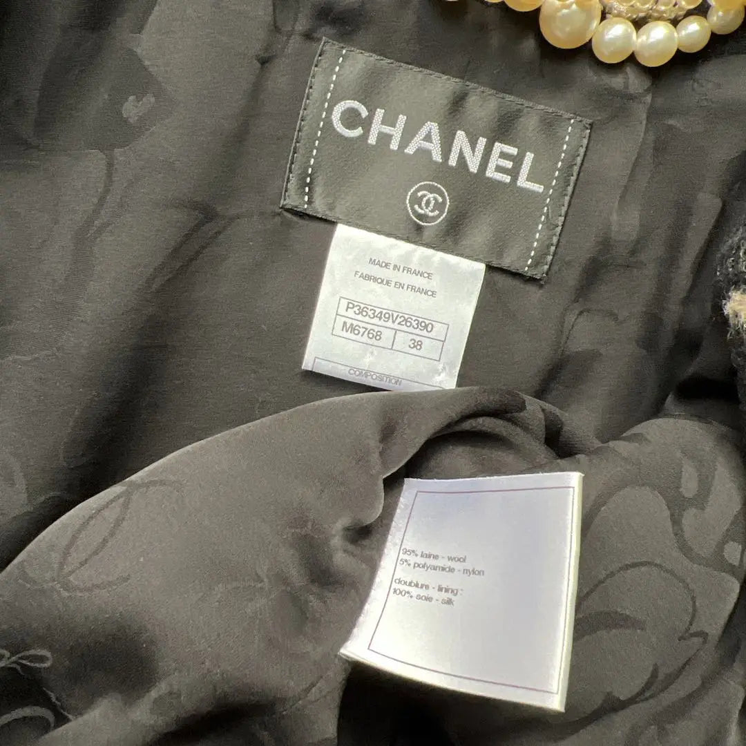 Excelente estado CHANEL Chaqueta Bicolor Negro Oro Tweed | 極美品 CHANEL シャネル バイカラー ブラックゴールド ジャケット ツイード