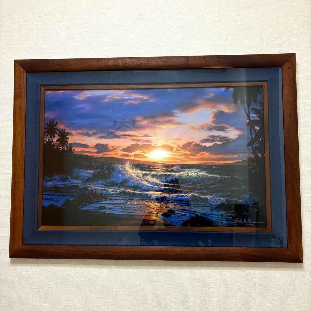 Lassen Romance of the Sea Framed Art Hawaii Landscape Painting Sunset Ocean Painting