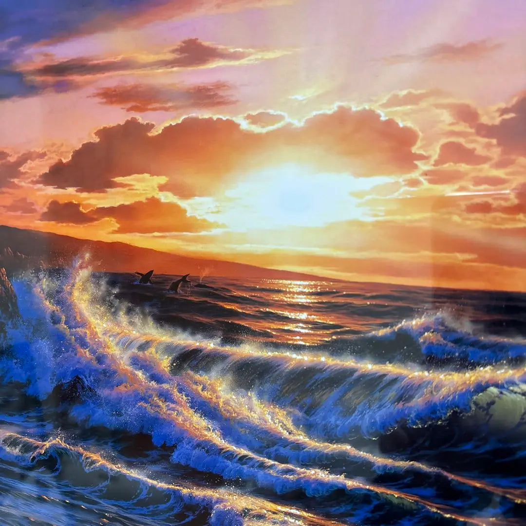 Arte enmarcado Romance of the Sea de Lassen Pintura de paisaje de Hawái Pintura al atardecer en el océano