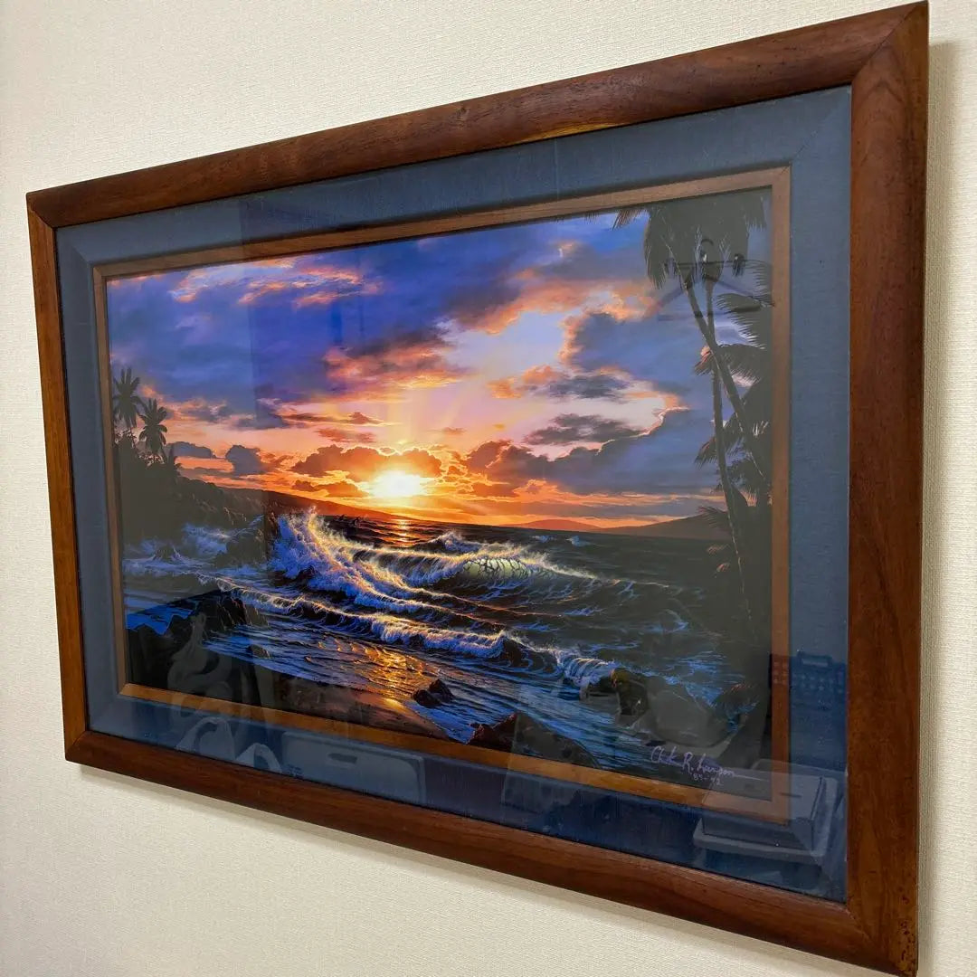 Lassen Romance of the Sea Framed Art Hawaii Landscape Painting Sunset Ocean Painting