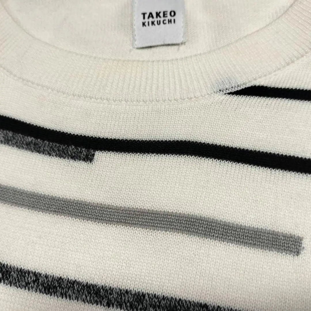 [TAKEO KIKUCHI] Men's sweater knit white long sleeve 100% cotton