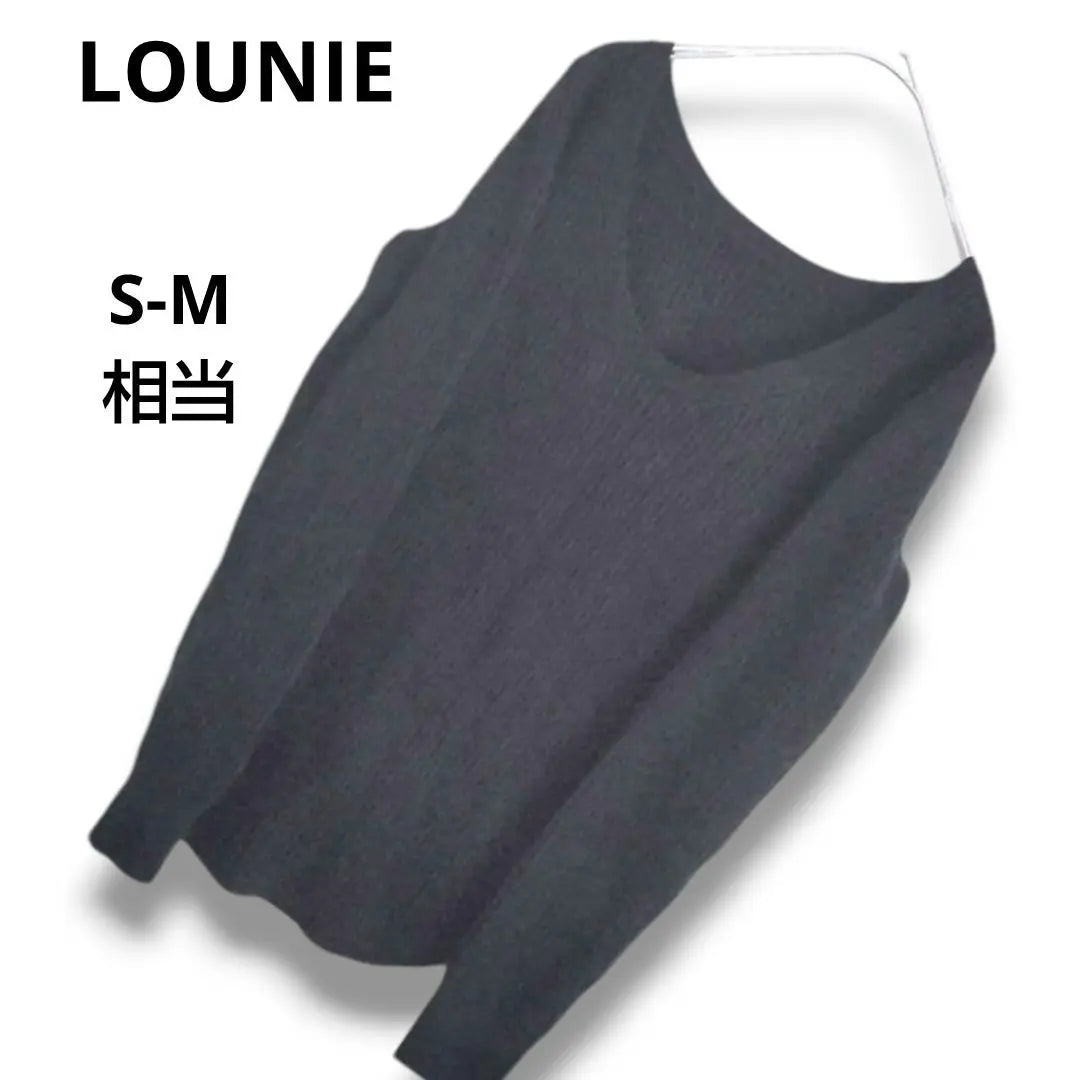 LOUNIE Knit-looking V-neck top Black S М