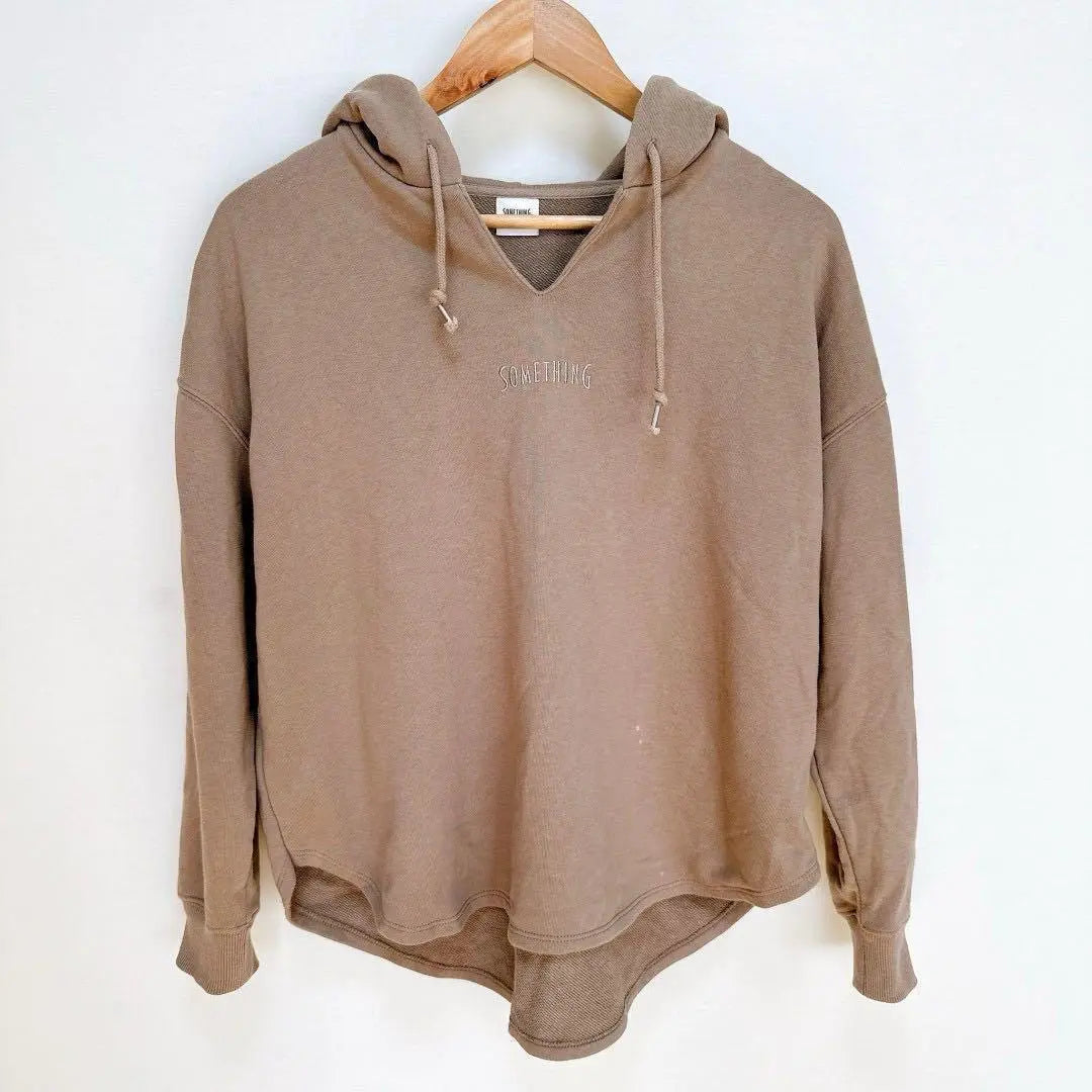 ☆ SOMETHING(F) Hood Pull Hoodie Charcoal Round Hem