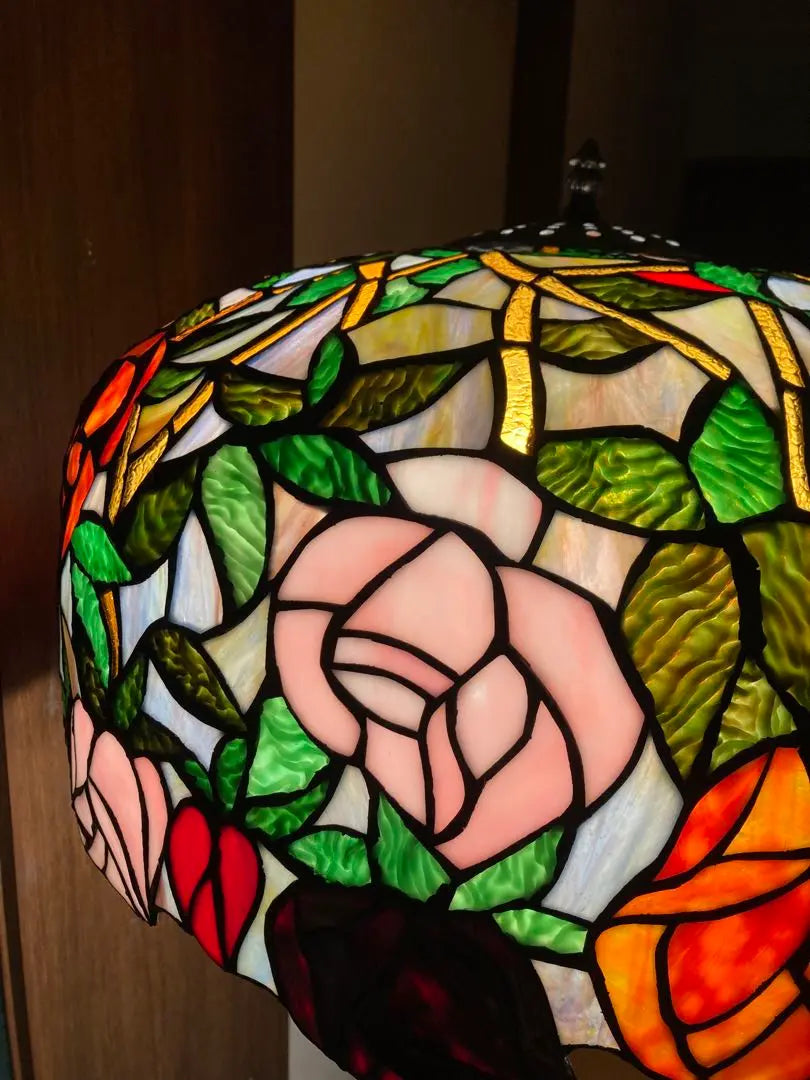 Rare Vintage Stained Glass Floor Lamp Tiffany Style Flower 3 Lights