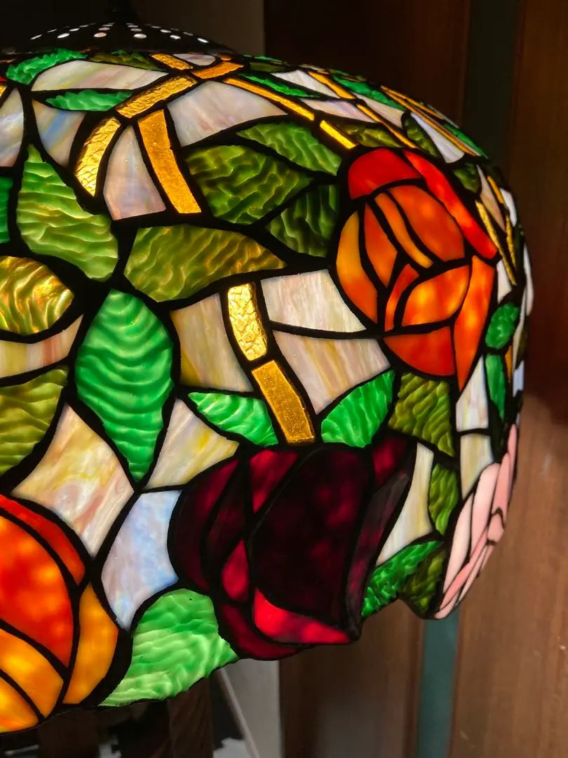 Rare Vintage Stained Glass Floor Lamp Tiffany Style Flower 3 Lights