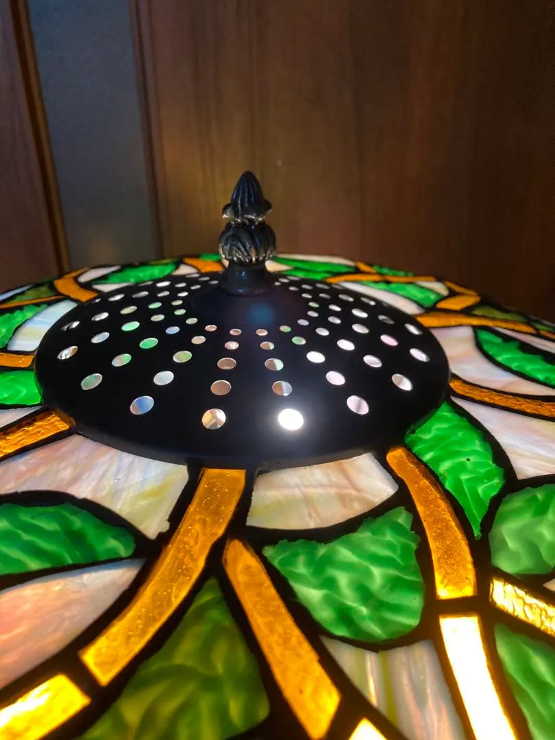 Rare Vintage Stained Glass Floor Lamp Tiffany Style Flower 3 Lights