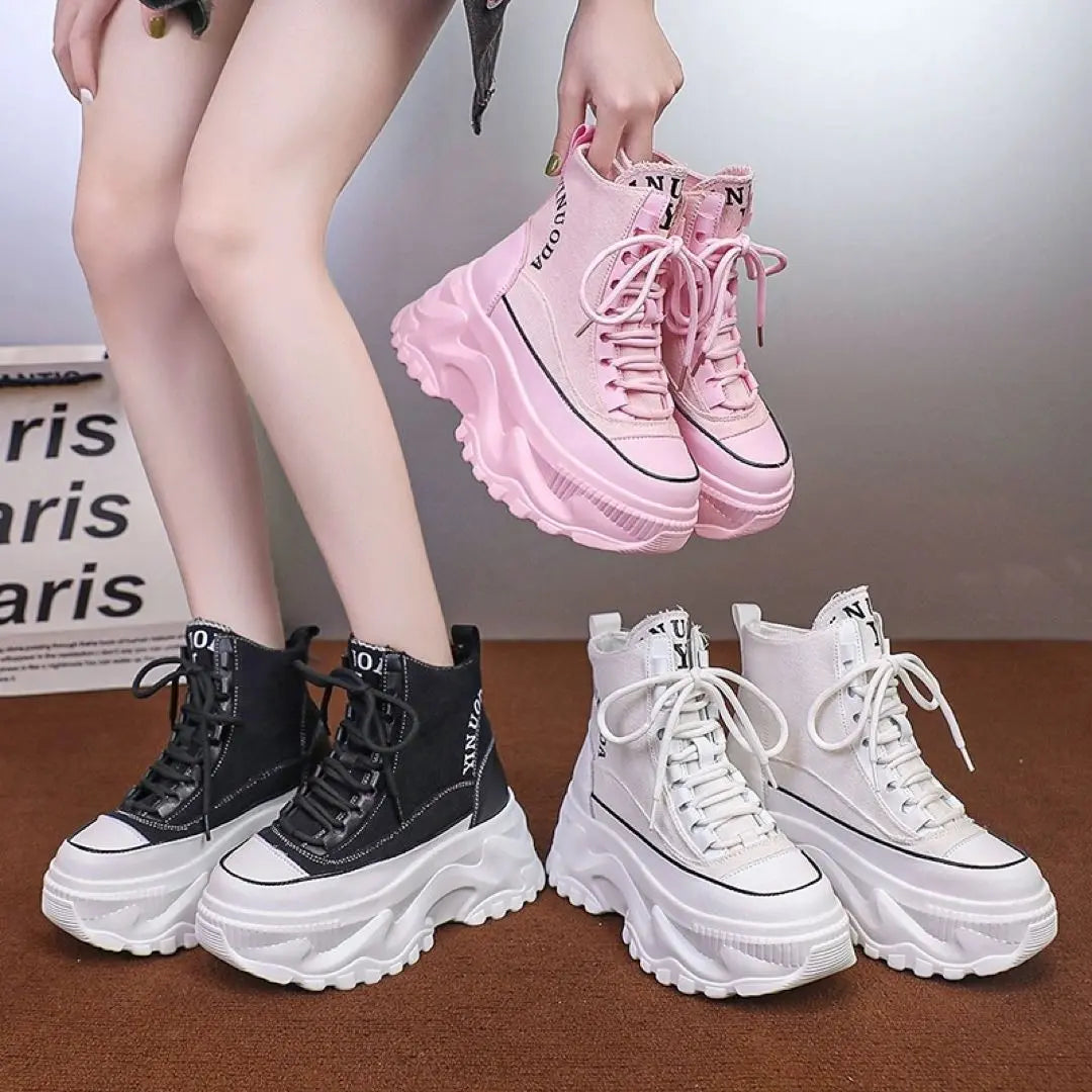 Thick sole 7.5cm★High-cut sneakers★Going out and outdoors★Can be all year round★Excellent stability