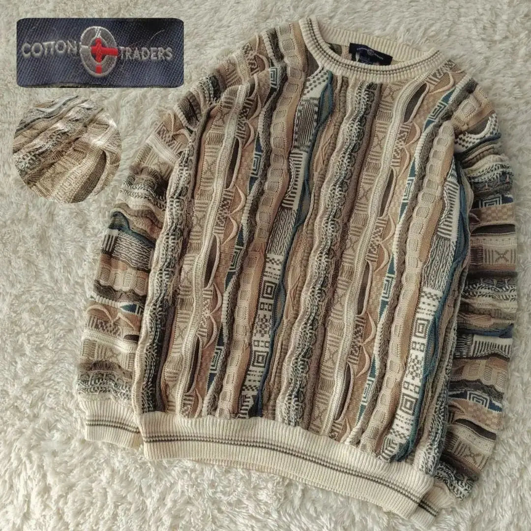 [COTTON TRADERS] Popular earth color thick 3D knit 3D knit