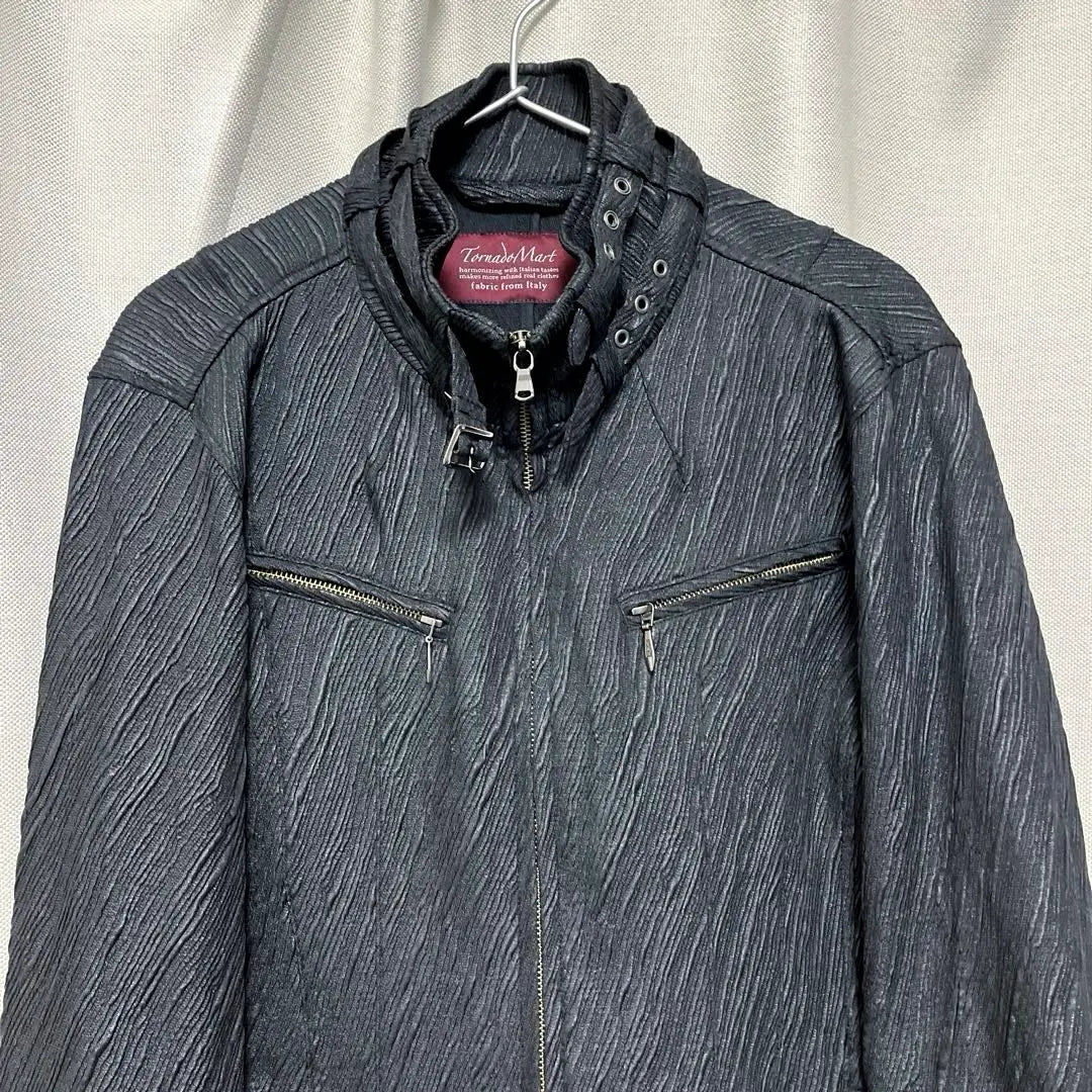 Tornado Mart Jacket Wave Glossy Black LL Double Zipper