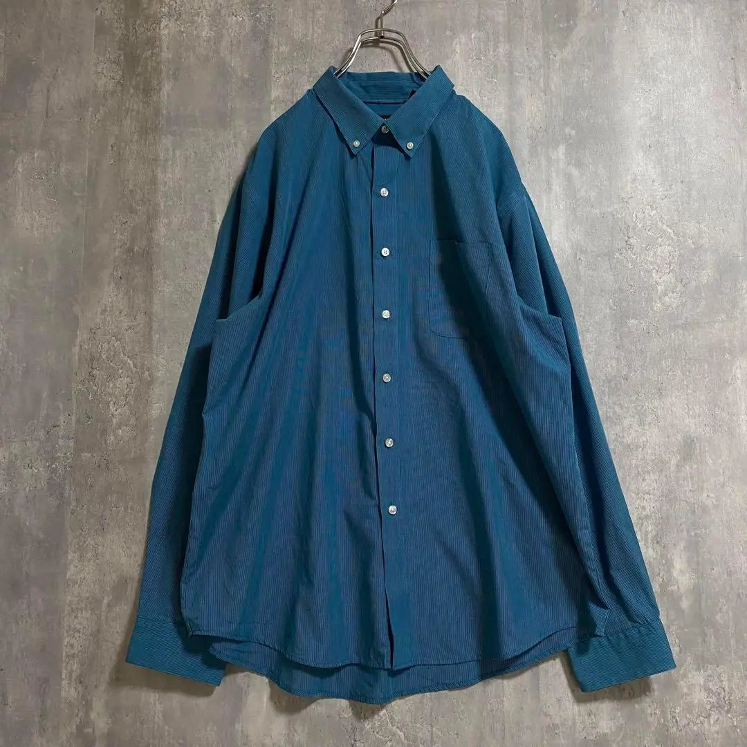 [Atmosphere ◎] Men's Long Sleeve Shirt Striped Blue XL Simple with Tie