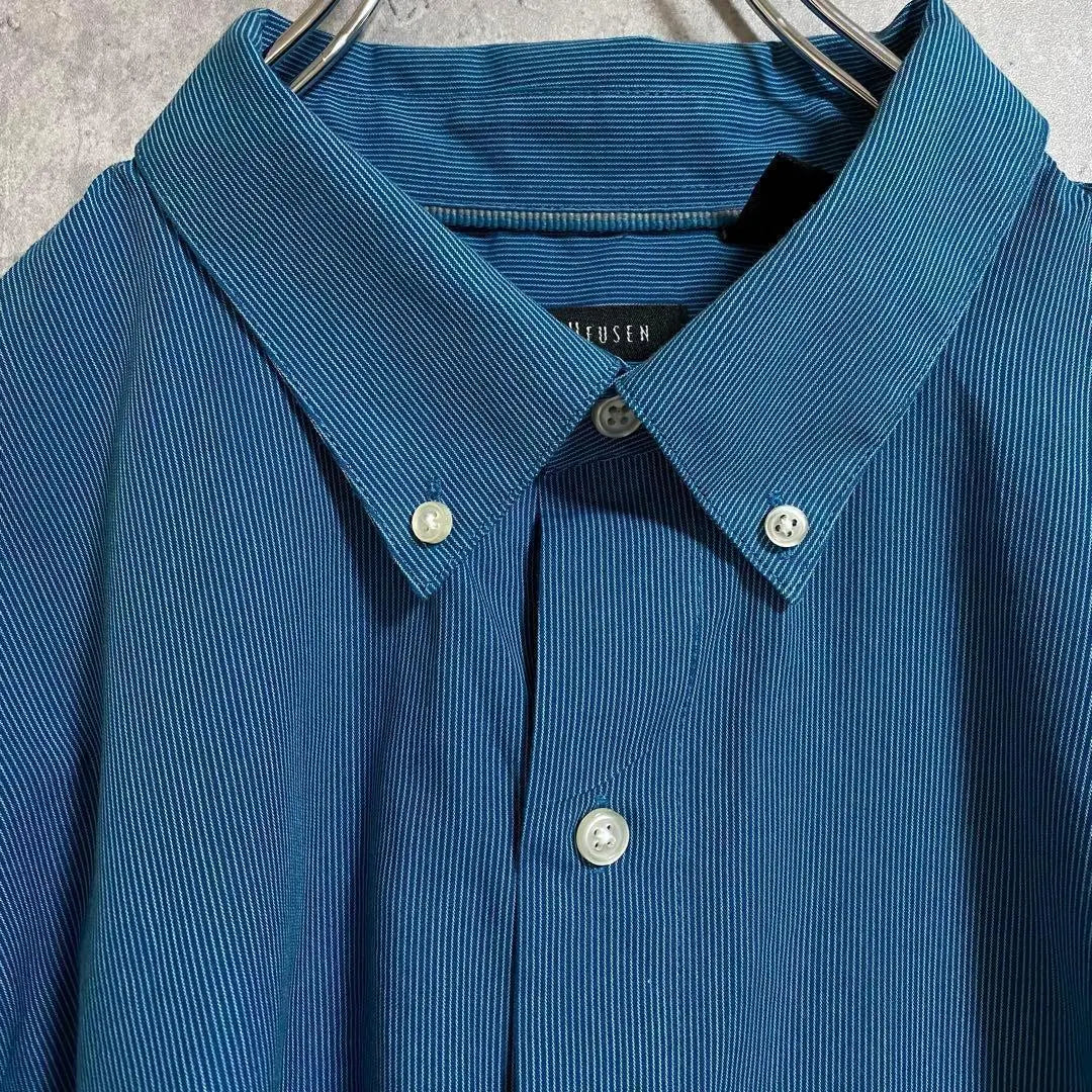 [Atmosphere ◎] Men's Long Sleeve Shirt Striped Blue XL Simple with Tie