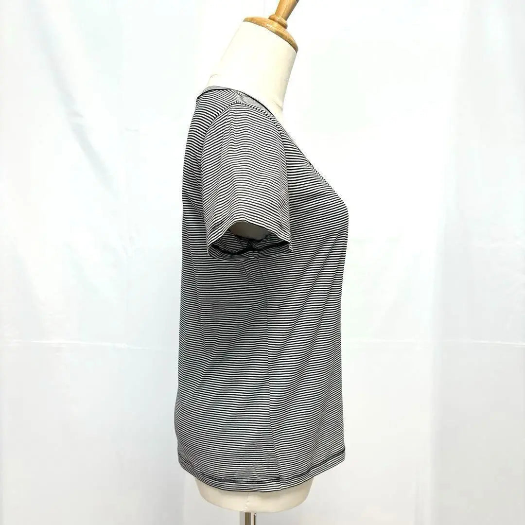 [Nearly unused] AMACA T-shirt Tops Short Sleeves Border Black and White L