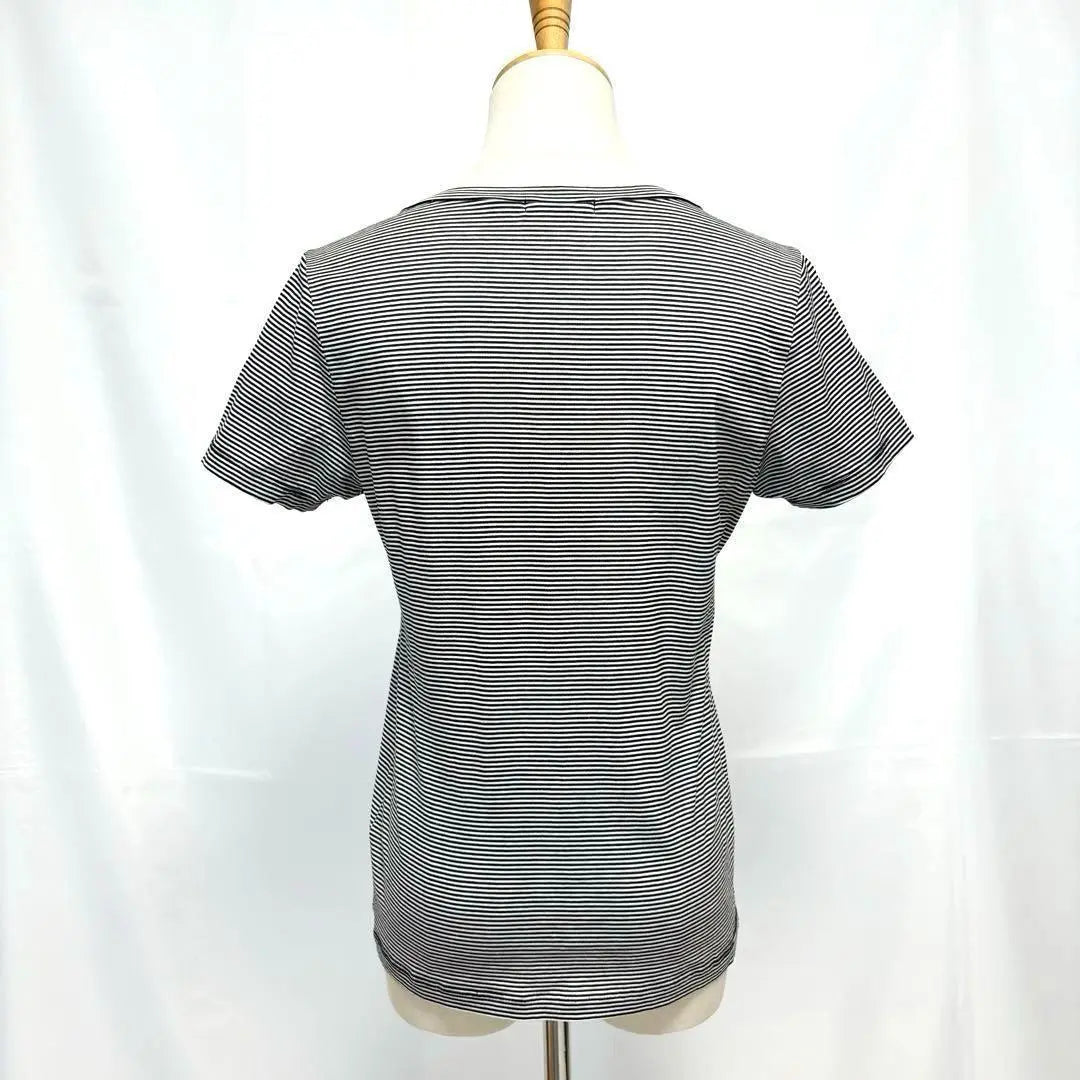 [Nearly unused] AMACA T-shirt Tops Short Sleeves Border Black and White L