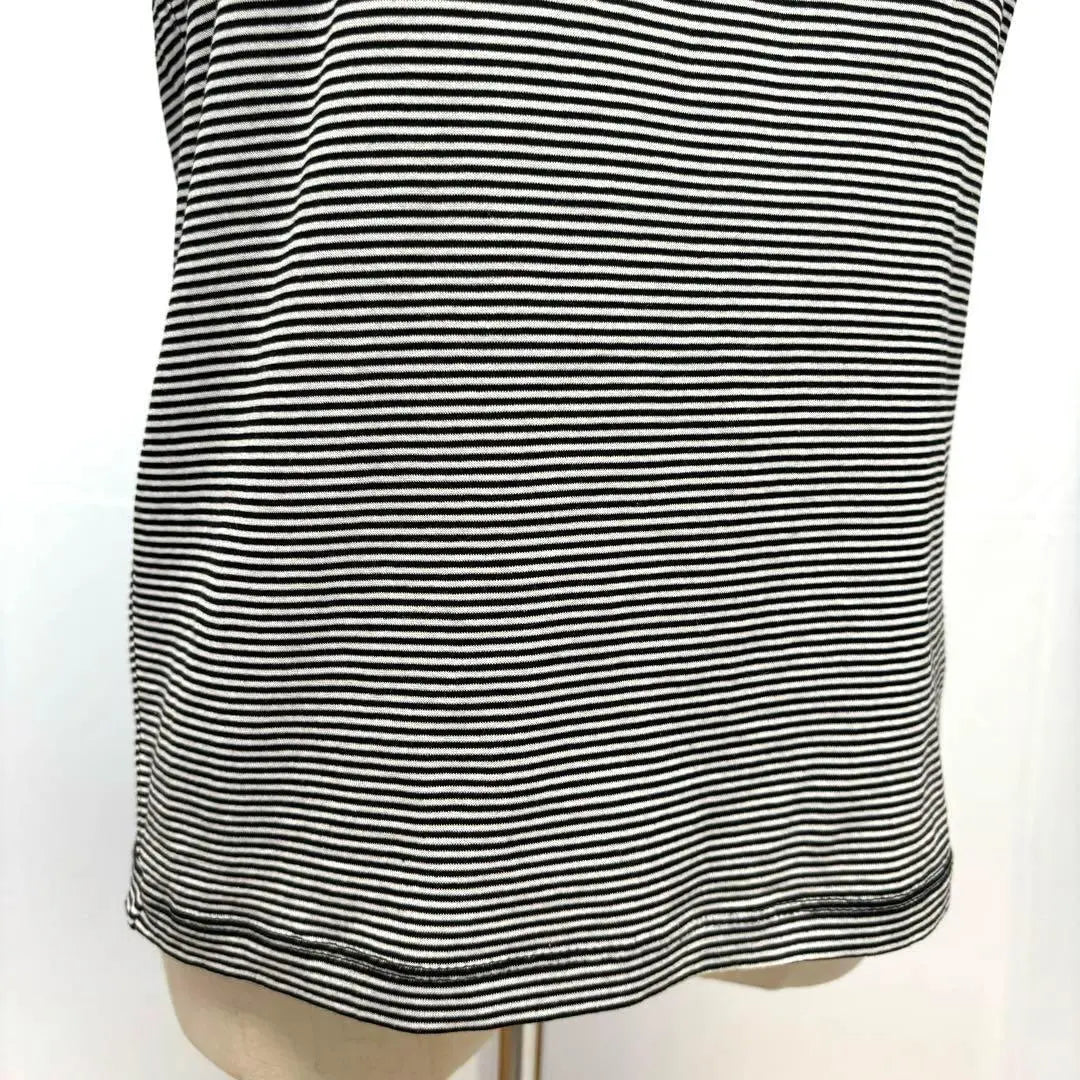 [Nearly unused] AMACA T-shirt Tops Short Sleeves Border Black and White L