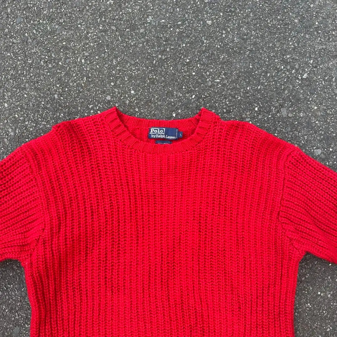 90s POLO BY RALPH LAUREN wool knit red L