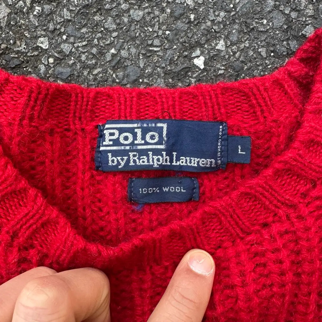 90s POLO BY RALPH LAUREN wool knit red L