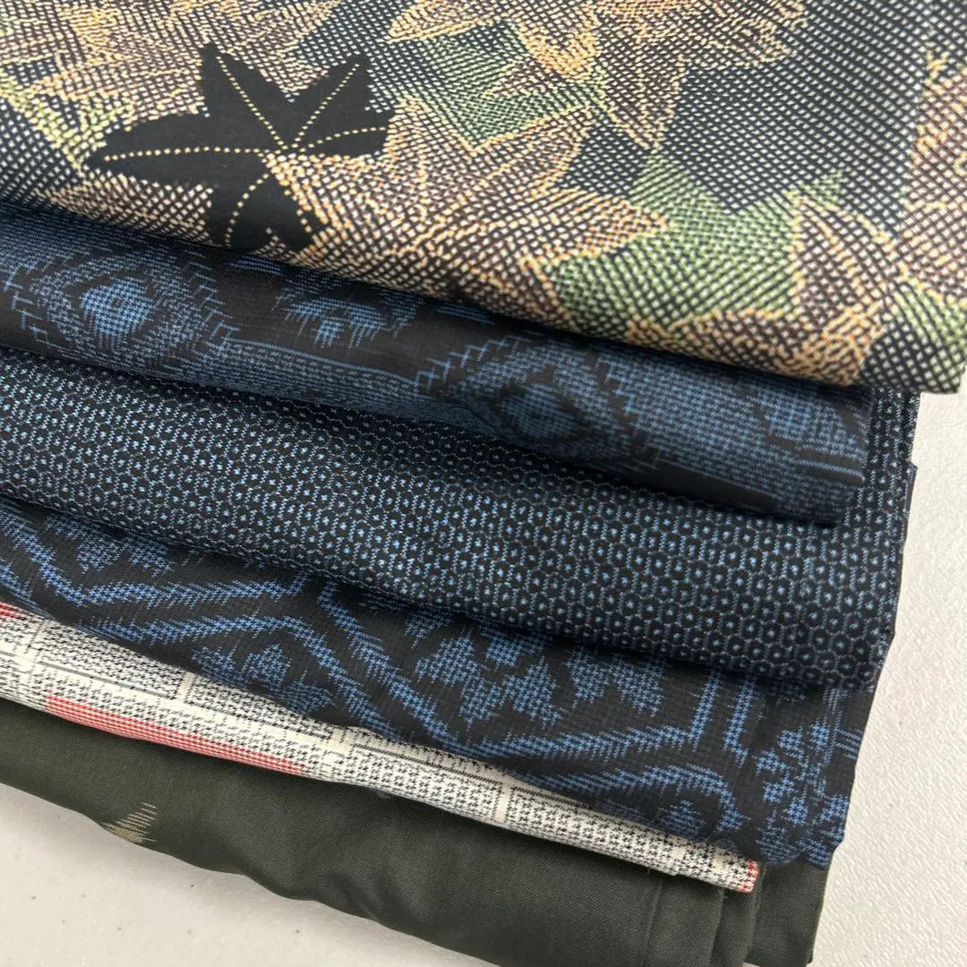 Oshima Tsumugi Haori, Pure Silk, 6 pieces, bulk sale, remake material 6975 | 大島紬 羽織り 正絹 6着 まとめ売り リメイク材料 6975