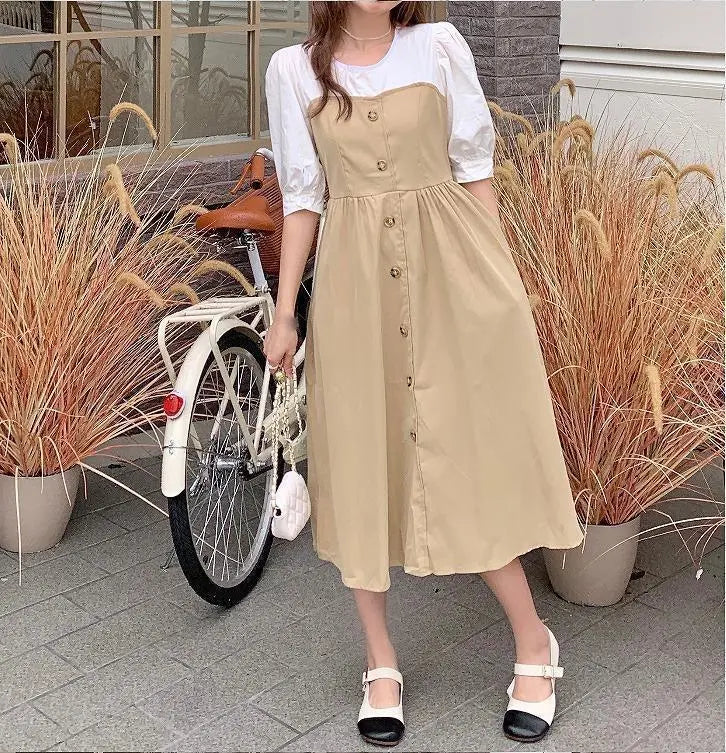 Large size for women, spring, summer, dress, layered style, overalls, new, short sleeves