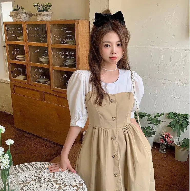 Large size for women, spring, summer, dress, layered style, overalls, new, short sleeves