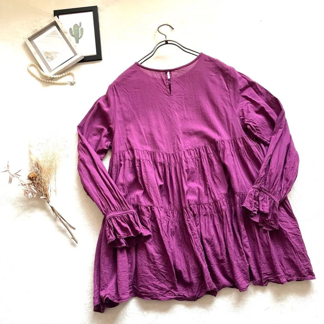 [Americanholic] Candy Leave Tea Eudo Tunic Purple | 【AMERICANHOLIC】キャンディースリーブティアードギャザーチュニック紫