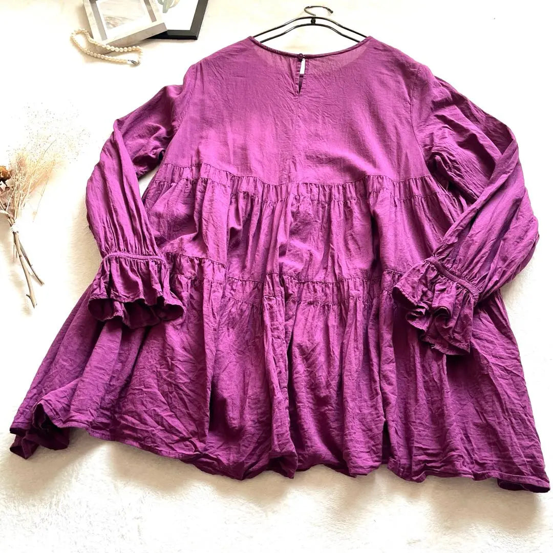 [Americanholic] Candy Leave Tea Eudo Tunic Purple | 【AMERICANHOLIC】キャンディースリーブティアードギャザーチュニック紫