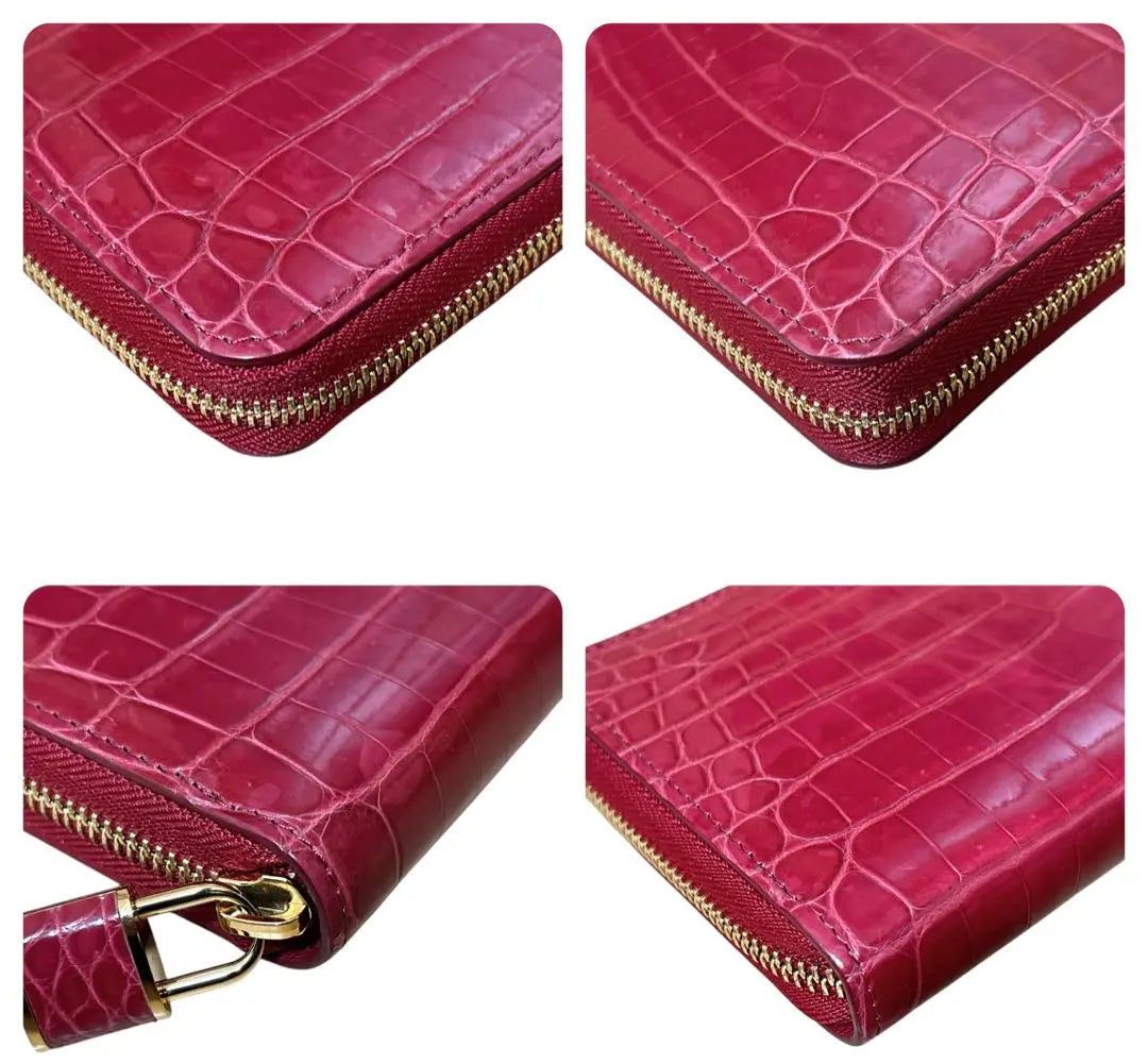 Cartera Louis Vuitton con cremallera y diseño de cocodrilo, en excelente estado y poco común, larga, color rojo