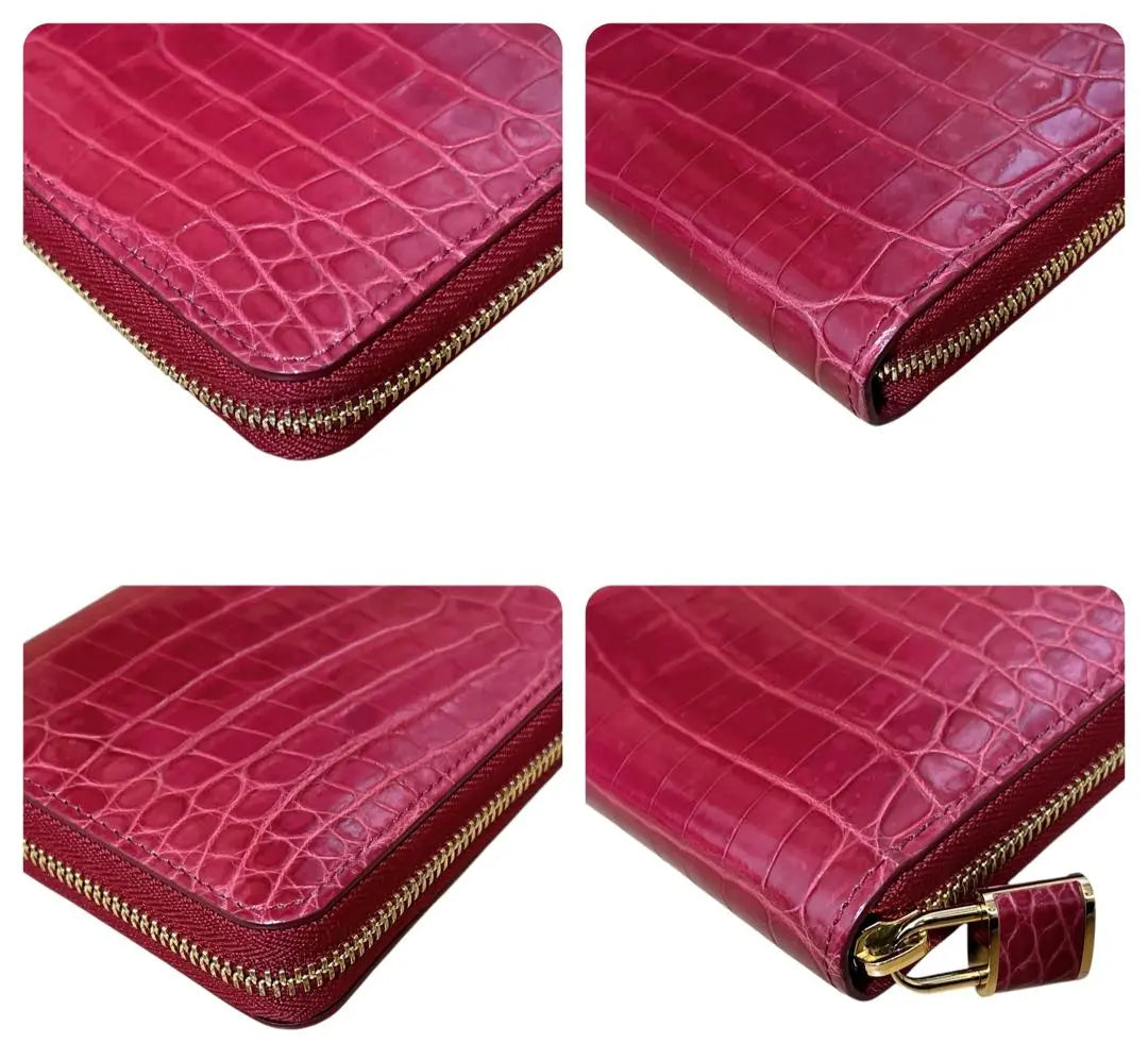 Cartera Louis Vuitton con cremallera y diseño de cocodrilo, en excelente estado y poco común, larga, color rojo