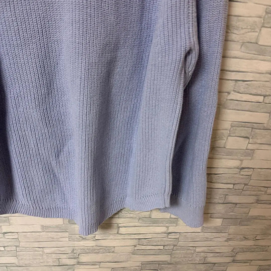 Gee Knit [L] Blue Cotton Blend Round Hemnit Fashionable | ジーユー　ニット　【L】　ブルー　コットンブレンドラウンドヘムニット　おしゃれ