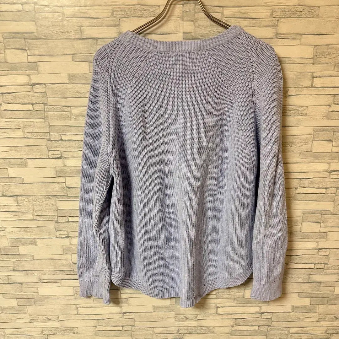 Gee Knit [L] Dobladillo redondo de mezcla de algodón azul a la moda | ジーユー ニット 【L】 ブルー コットンブレンドラウンドヘムニット おしゃれ